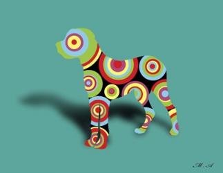 Colorful Spotted Puppy Dog Teal | Obraz na stenu