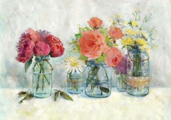 Flowers In Mason Jars | Obraz na stenu