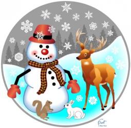 Snowman Forest Animals | Obraz na stenu