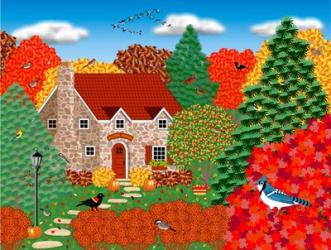 Stone Cottage Autumn | Obraz na stenu