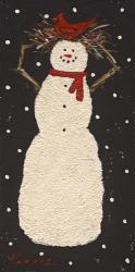Short Snowman with Cardinal | Obraz na stenu