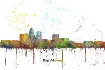Des Moines Iowa Skyline Multi Colored 1 | Obraz na stenu
