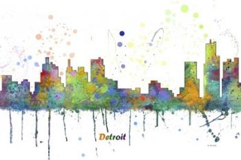 Detroit Michigan Skyline Multi Colored 1 | Obraz na stenu