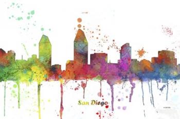 San Diego California Skyline Multi Colored 1 | Obraz na stenu