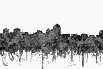 Albuquerque New Mexico Skyline - Cartoon B&W | Obraz na stenu