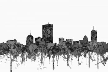 Boston Mass Skyline - Cartoon B&W | Obraz na stenu