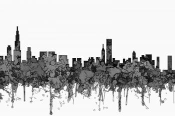 Chicago Illinois Skyline - Cartoon B&W | Obraz na stenu