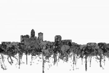 Des Moines Iowa Skyline - Cartoon B&W | Obraz na stenu