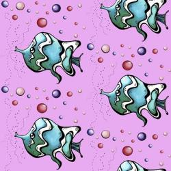 Teal Fish And Bubbles - Pink | Obraz na stenu
