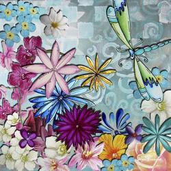 Aqua Brown Background Floral | Obraz na stenu