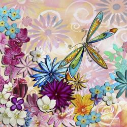 Aqua Brown Background Floral II | Obraz na stenu