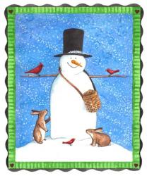 Snowman Black Hat Heart Border | Obraz na stenu