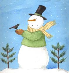 Snowman Green Blackbird | Obraz na stenu