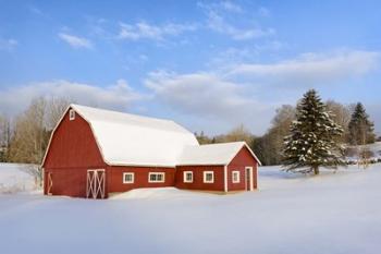 Red Barn In Snow | Obraz na stenu