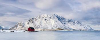 Red Shack On Fjord - Panorama | Obraz na stenu