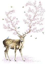 Cherry Blossom Deer | Obraz na stenu