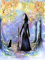 Witch and Black Cat | Obraz na stenu