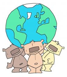 Three Teddies Holding the World | Obraz na stenu