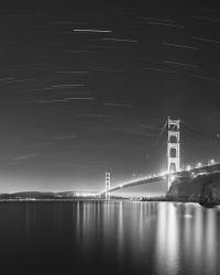 Golden Gate and Stars BW | Obraz na stenu