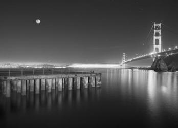 Golden Gate Pier and Stars BW | Obraz na stenu