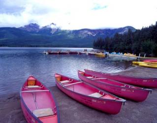 Four Pink Boats, Canadian Rockies 06 | Obraz na stenu