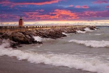 Lighthouse at Sunset, Michigan 09 | Obraz na stenu