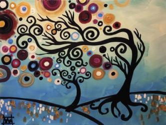 Tree Whimsy On Blue | Obraz na stenu
