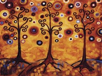 Tree Whimsy Of Three Orange | Obraz na stenu