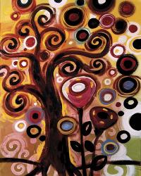 Swirling Tree Whimsy On Orange | Obraz na stenu