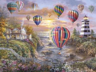 Balloons Over Cottage Cove | Obraz na stenu