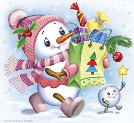 Snow Girl with Gifts | Obraz na stenu