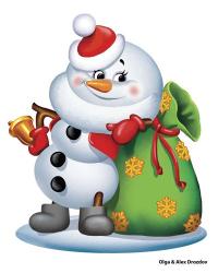 Snowman With A Bag Of Gifts | Obraz na stenu