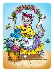 Cat with Flowers | Obraz na stenu