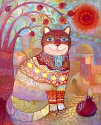 Cat With Pomegranate | Obraz na stenu