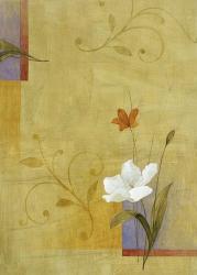 White Flower on Lilac and Yellow 3 | Obraz na stenu