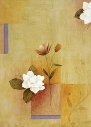 White Flower on Lilac and Yellow 4 | Obraz na stenu