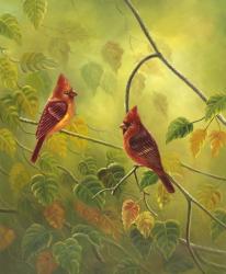 Autumn Cardinals | Obraz na stenu