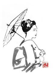 Geisha And Umbrella 2 | Obraz na stenu