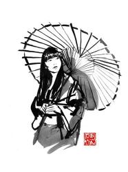 Geisha Under Umbrella | Obraz na stenu