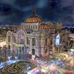 Mexico City Palace of Fine Arts at night | Obraz na stenu