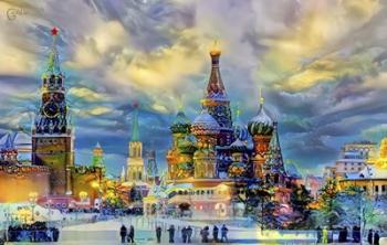 Moscow Russia Saint Basil's Cathedral Kremlin Red Square ice snow and skating | Obraz na stenu