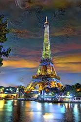 Paris France Eiffel Tower at sunset | Obraz na stenu