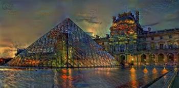 Paris France Louvre Museum at dusk | Obraz na stenu