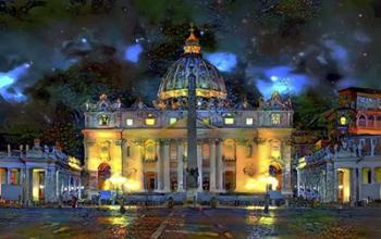 Vatican City Saint Peter Basilica at night | Obraz na stenu