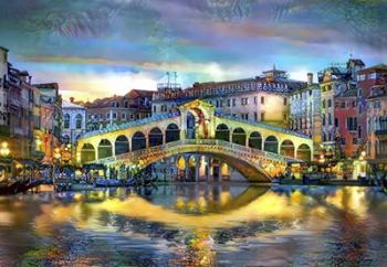 Venice Italy Rialto Bridge at night | Obraz na stenu