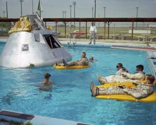 Apollo 1 Astronauts Working by the Pool | Obraz na stenu