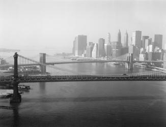 Brooklyn Bridge and Manhattan Bridge Aerial | Obraz na stenu