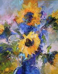 Sunflowers In Blue Vase | Obraz na stenu