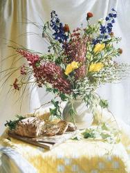 Wild Flowers And Yellow Quilt W/Bread | Obraz na stenu