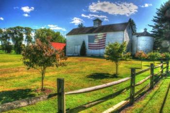 White Barn And Flag | Obraz na stenu